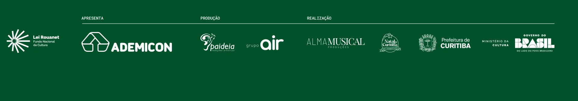 Patrocinadores - Curitiba, Sanepar, PUCPR, Compagas, Festtone